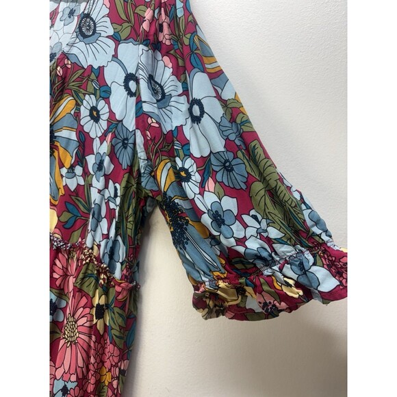 Natural Life Womens Collette Tiered  Maxi Dress Floral Boho Cottage Rayon Sz L - Picture 7 of 16